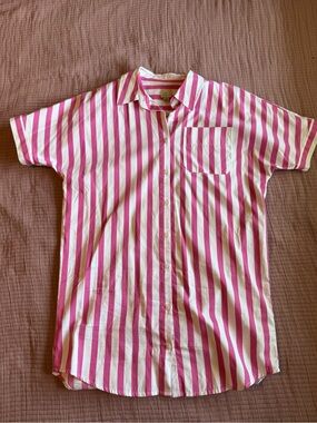 a new day Pink and White Striped Button-Up Shirt Dress